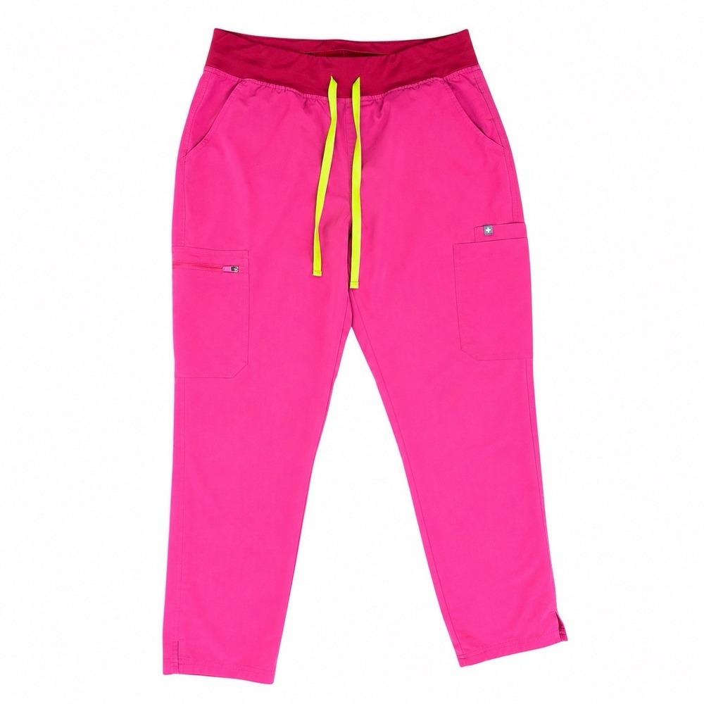 FIGS Yola Skinny Scrub Pants with Yoga Waistband in Rapid Response Pink - 6XL